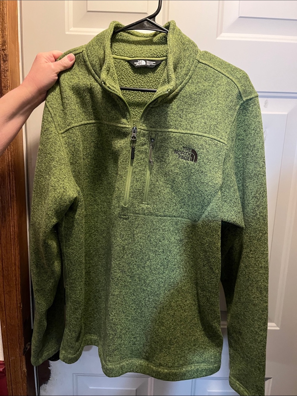 The North Face Men's Olive Green Zip-Front Fleece Pullover